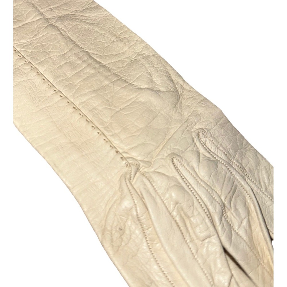 Vintage 1950's Christian Dior Lionel Le Grande Ivory Gauntlet Gloves Leather 6.5 - Picture 5 of 8